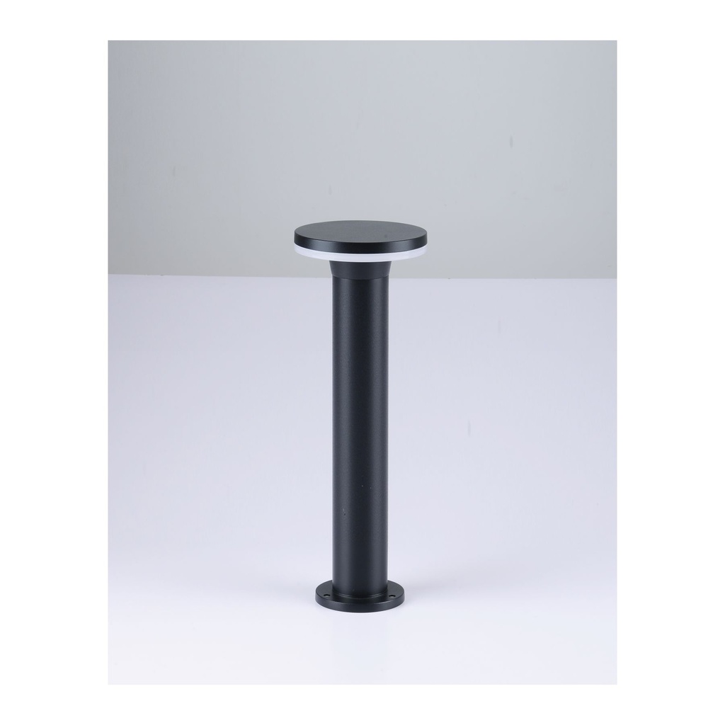 12W Black Bollard Light - 3000K Warm