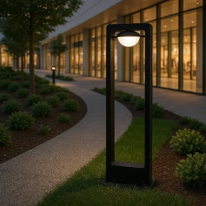 7W Black Bollard Light - 3000K Warm