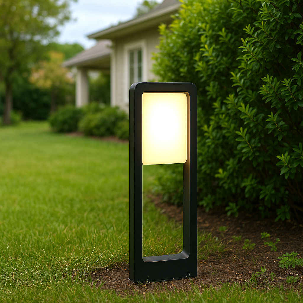 2x12W Black Bollard Light - 3000K Warm
