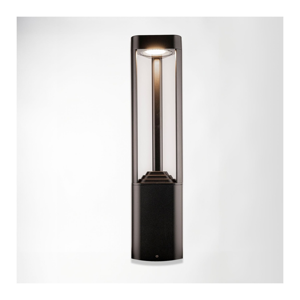 12W Black Bollard Light - 3000K Warm