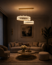 LM - 932 - 4+6B - 40+60 CM - CHAMPAGNE- 126Wx2 - CRYSTAL LED CHANDELIER - ( 62 )