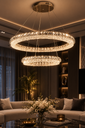 LM - 955 - 4+6A - 40+60 CM - FGD - 126Wx2 - CRYSTAL LED CHANDELIER - ( 62 )