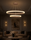 LM - 931 - 4+6A - 40+60 CM - CHAMPAGNE- 126Wx2 - CRYSTAL LED CHANDELIER - ( 62 )